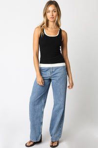 Rebecca Double Layered Tank Top in Black