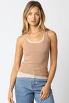 Rebecca Double Layered Tank Top in Taupe