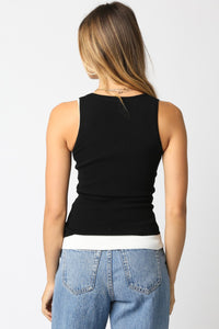 Rebecca Double Layered Tank Top in Black