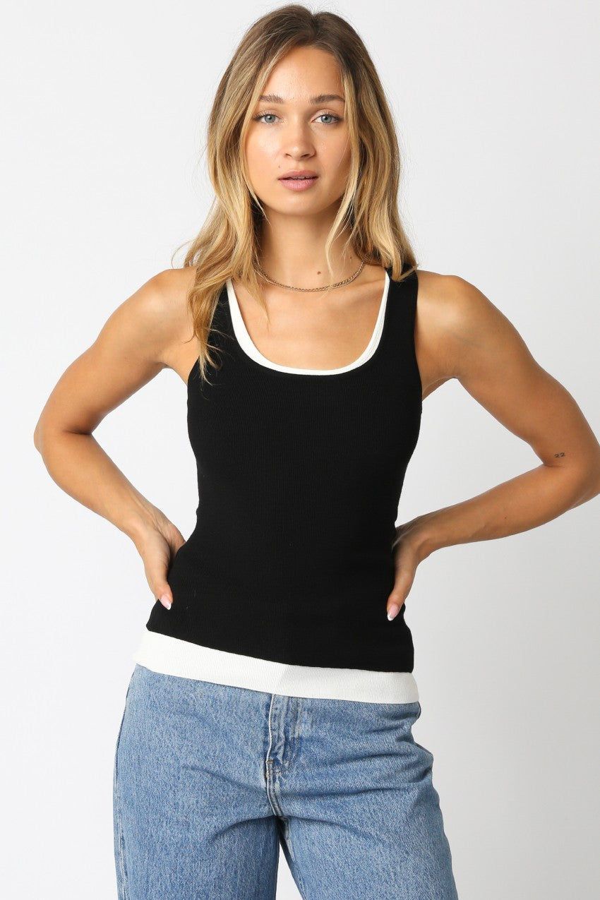 Rebecca Double Layered Tank Top in Black