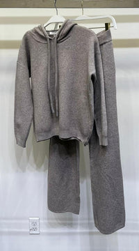 Drawstring Knt Hoodie with Straight Leg Pants