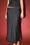 Polka Dot Mid Rise Maxi Skirt