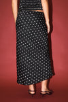 Polka Dot Mid Rise Maxi Skirt