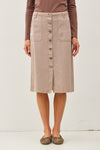 Button Front Tencel Midi Skirt in Mauve