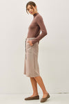 Button Front Tencel Midi Skirt in Mauve