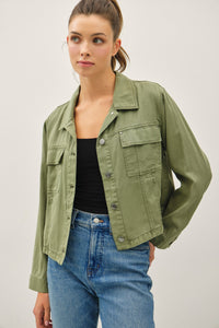 Cropped Tencel Jacket in Sage