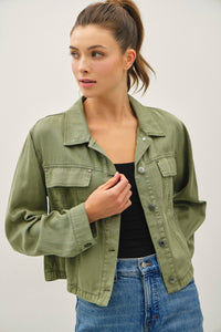 Cropped Tencel Jacket in Sage