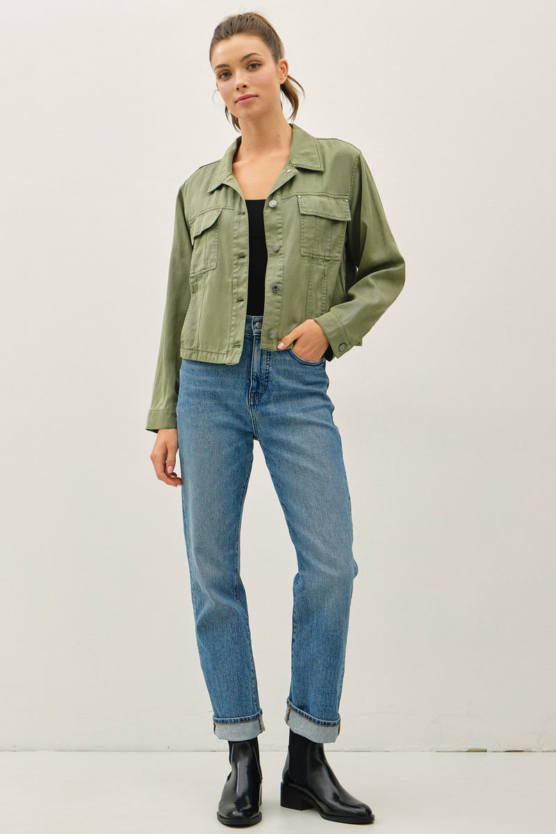Cropped Tencel Jacket in Sage
