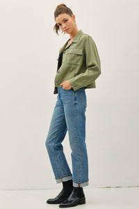 Cropped Tencel Jacket in Sage