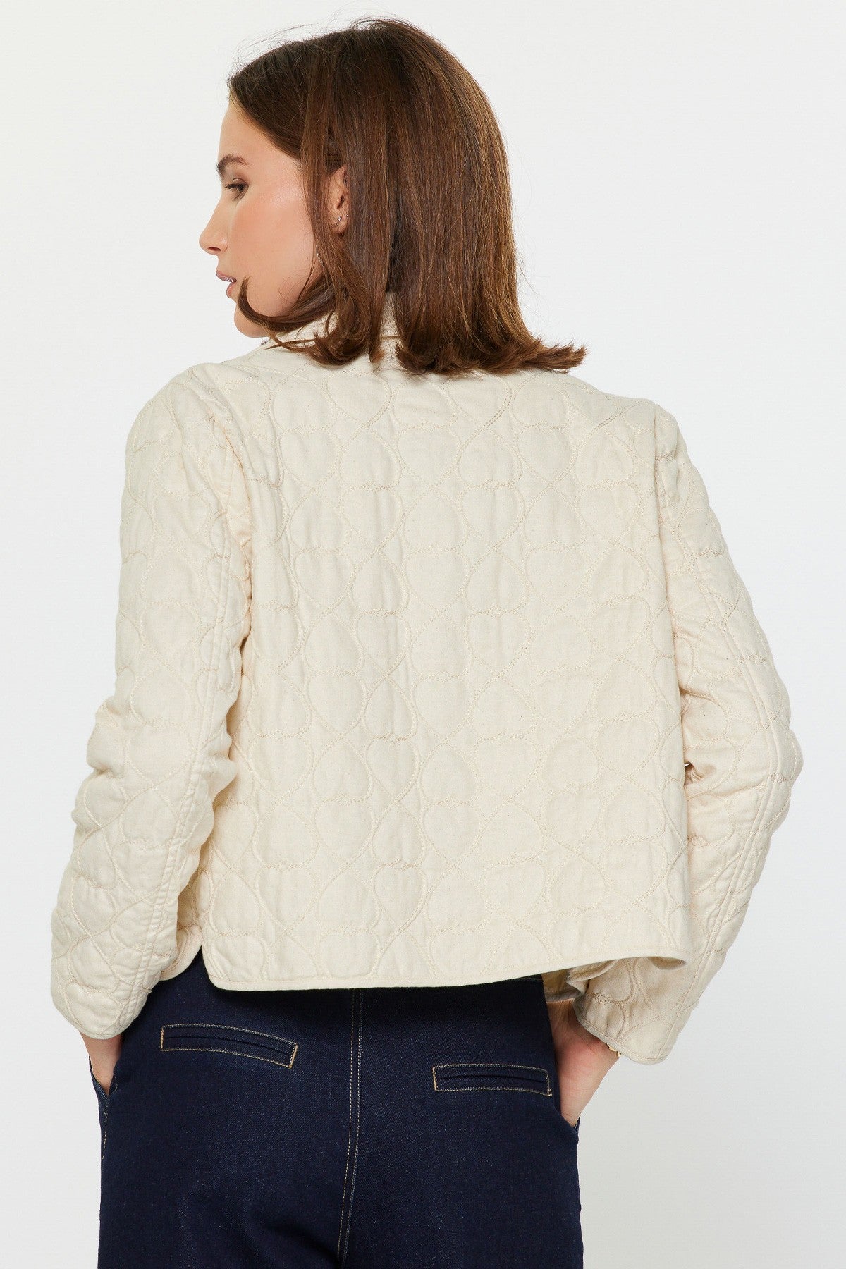 Heart Quilted Cropped Jacket