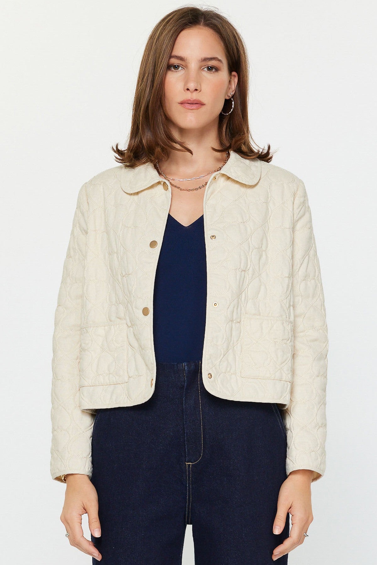 Heart Quilted Cropped Jacket