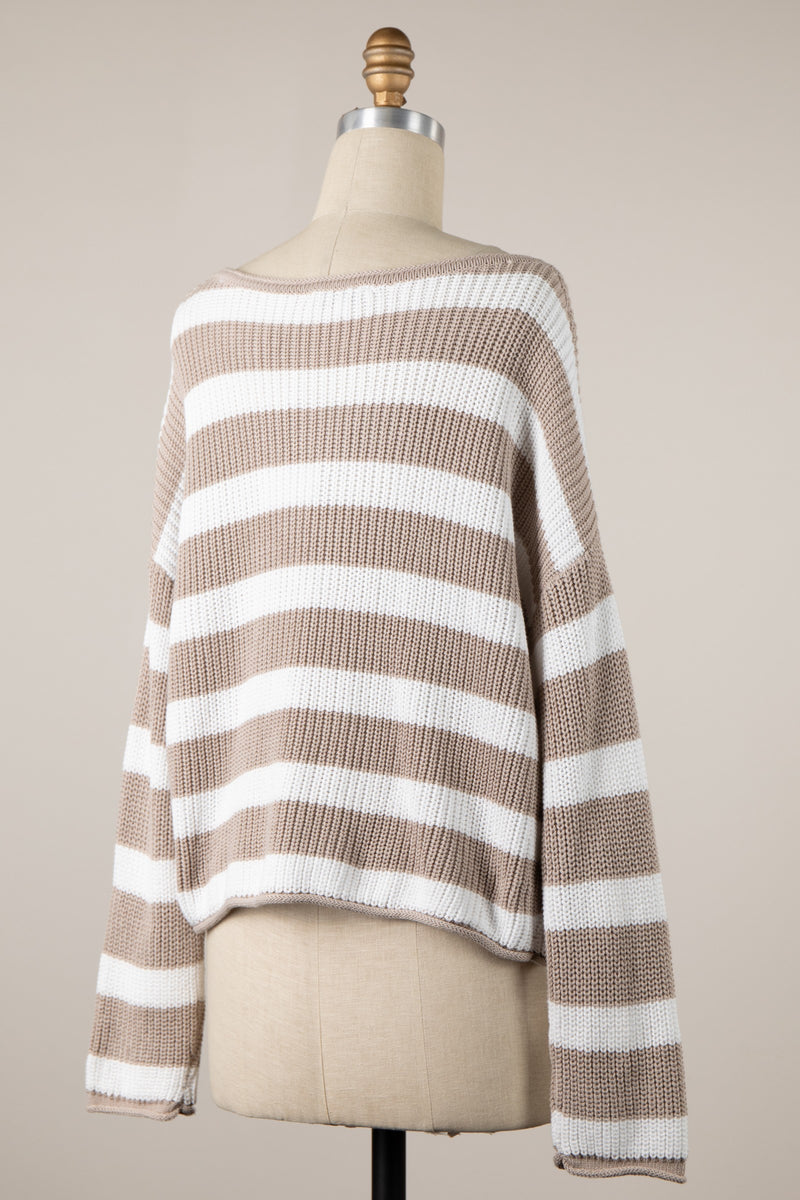 Striped Sweater in Taupe