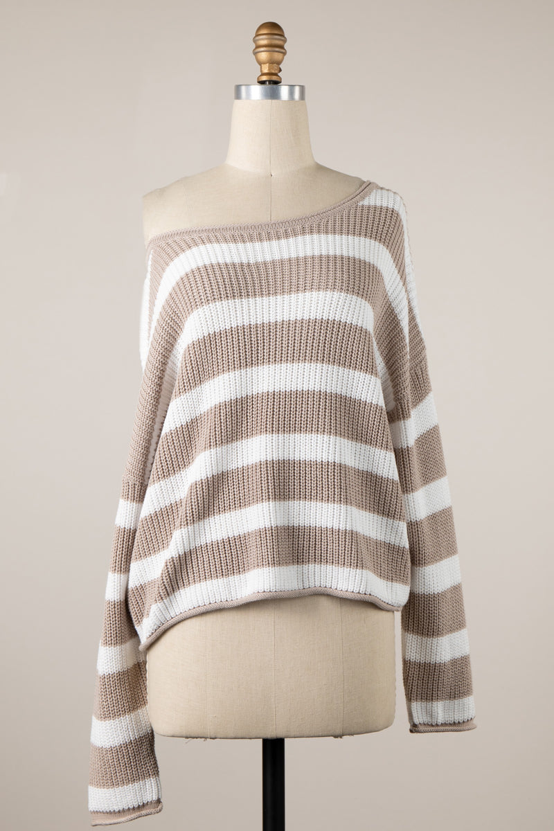 Striped Sweater in Taupe