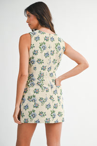 Floral Jacquard Mini Dress