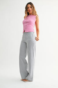 Striped Patch Pocket Jeans