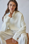 Seam Detail Long Sleeve Sweater in Ivory
