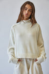 Seam Detail Long Sleeve Sweater in Ivory