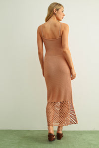 Crochet Vacay Maxi Dress in Salmon