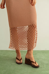 Crochet Vacay Maxi Dress in Salmon