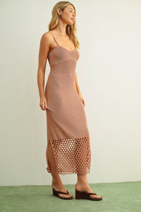 Crochet Vacay Maxi Dress in Salmon