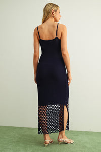 Crochet Vacay Maxi Dress in Navy