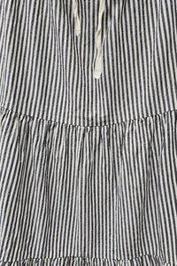 Tiered Striped Maxi Skirt in Navy