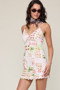 Vintage Palm tree Print Mini Dress
