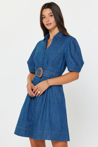 Denim Days Button Down Belted Mini Dress