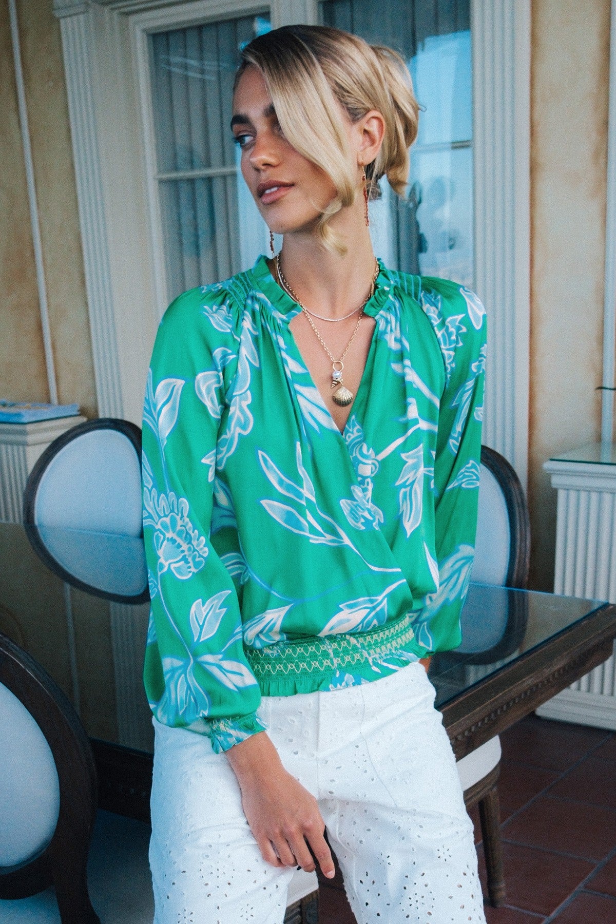 Spring Green Surplice Blouse