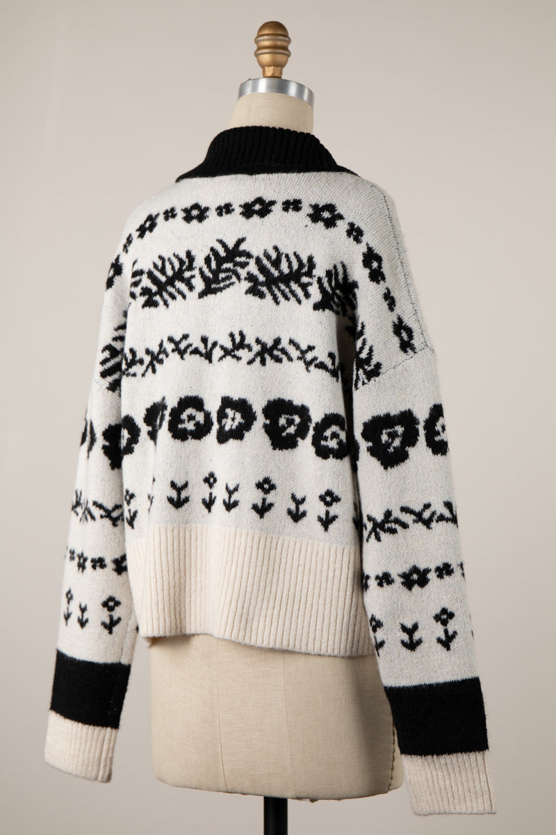 Everybody's Free Button Front Fair Isle Sweater