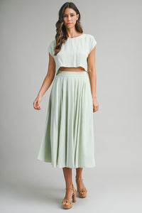 Creamsicle Two Piece Skirt Set in Sage