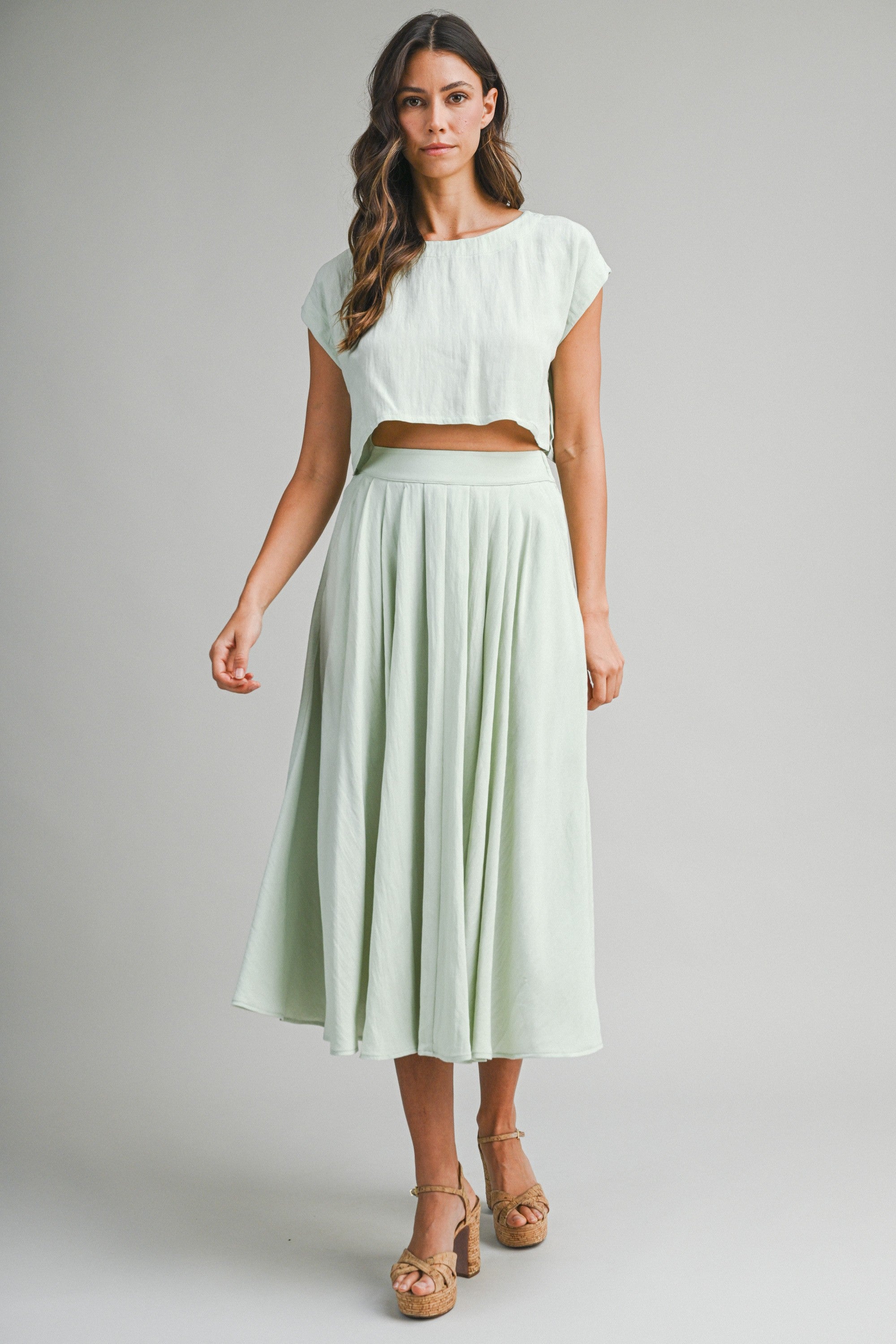 Creamsicle Two Piece Skirt Set in Sage