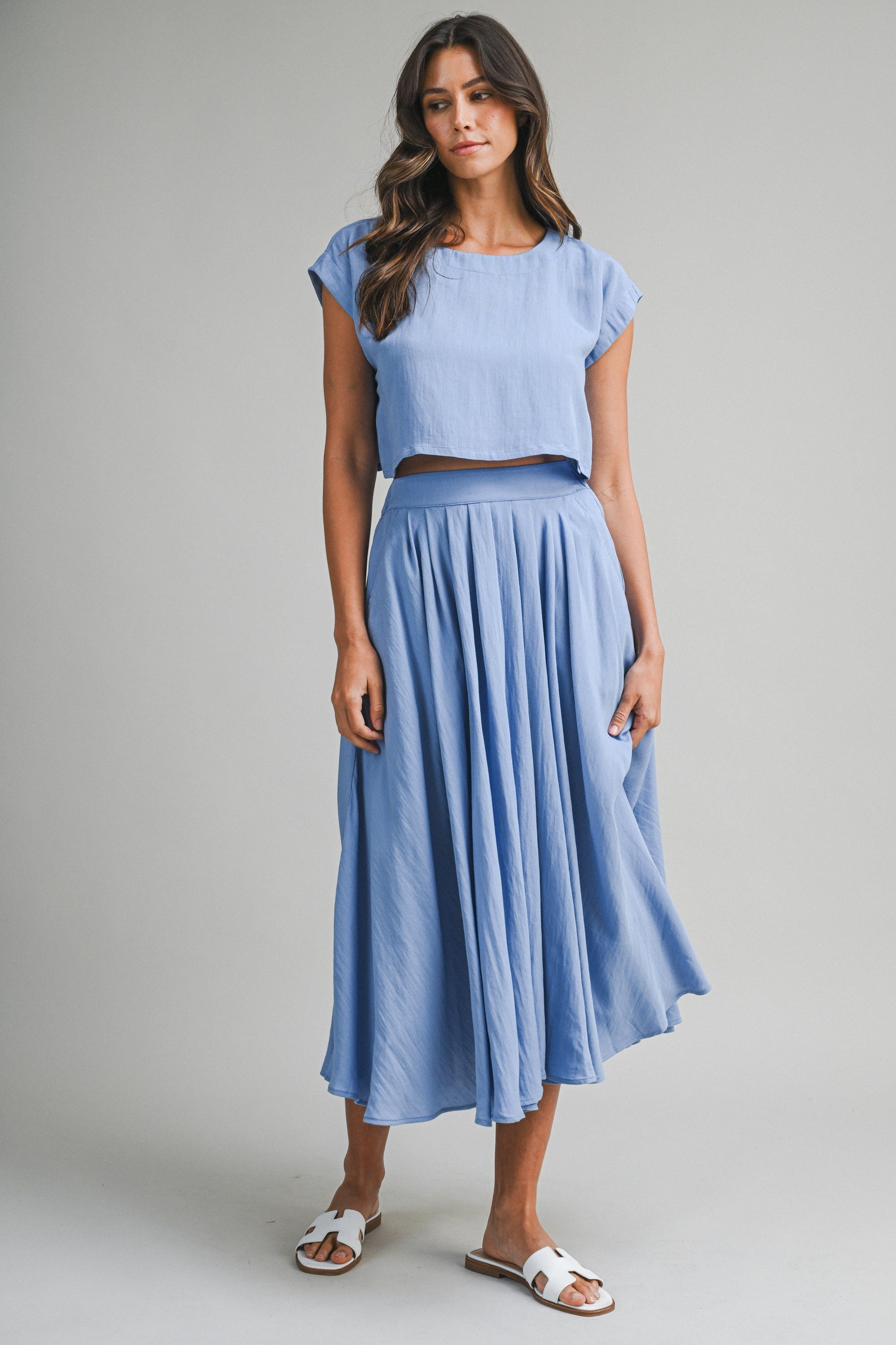 Creamsicle Two Piece Skirt Set in Blue