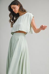 Creamsicle Two Piece Skirt Set in Sage