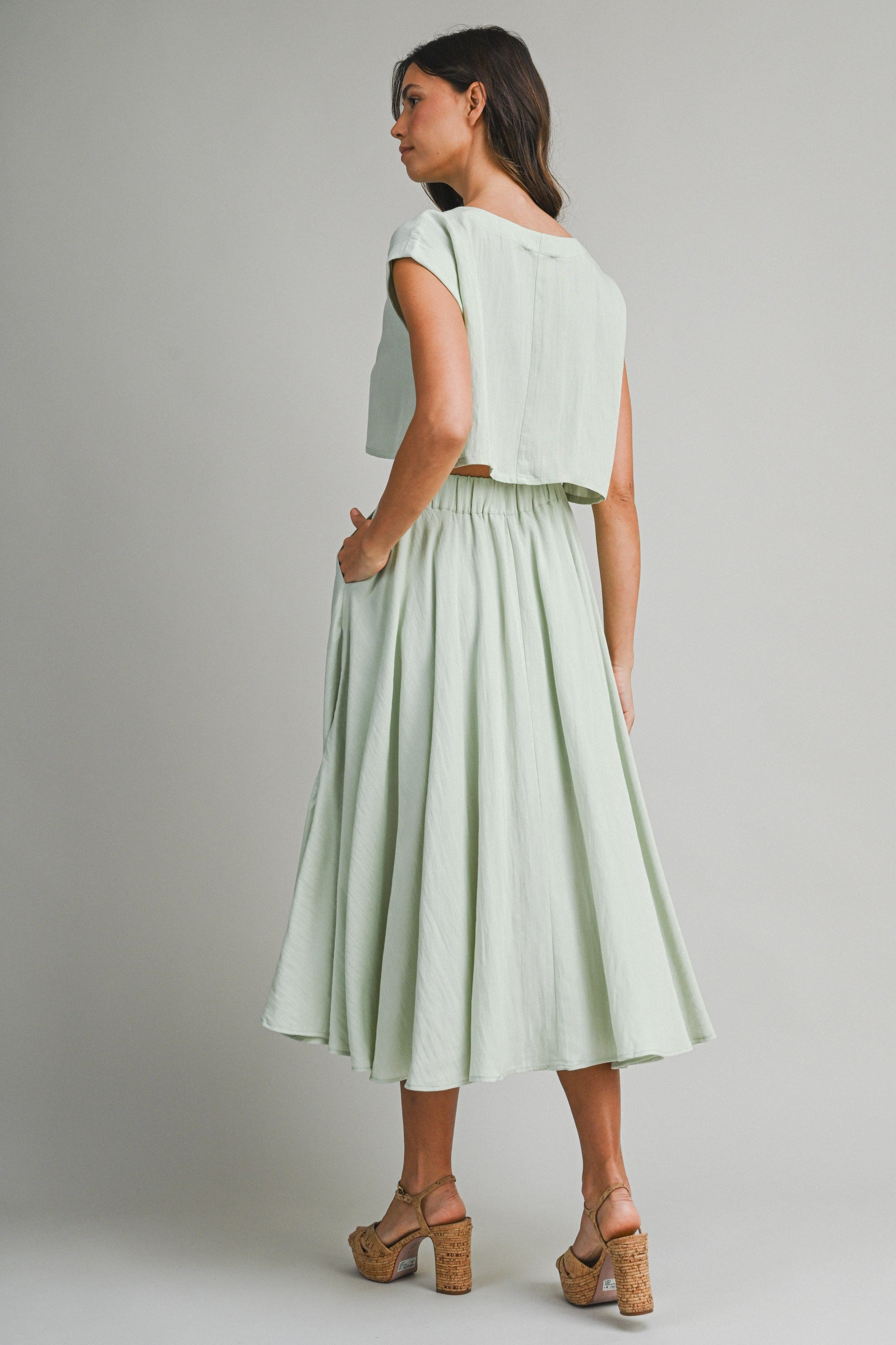 Creamsicle Two Piece Skirt Set in Sage