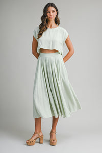 Creamsicle Two Piece Skirt Set in Sage