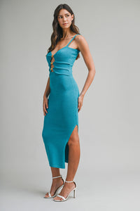 Santorini Cut Out Maxi Dress in Teal