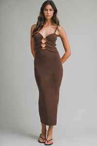 Santorini Cut Out Maxi Dress in Chocolate