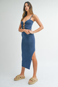 Santorini Cut Out Maxi Dress in Navy