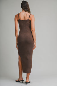 Santorini Cut Out Maxi Dress in Chocolate