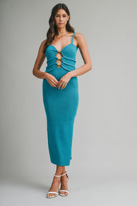 Santorini Cut Out Maxi Dress in Teal
