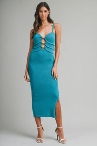 Santorini Cut Out Maxi Dress in Teal