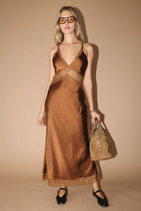 Espresso Lace Trim Maxi Dress