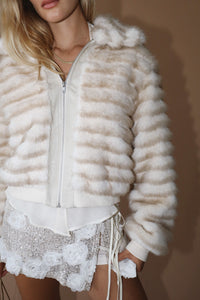 Faux Fur Zip Front Bomber jacket