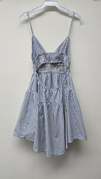 Allia Striped Cut Out Mini Dress in Blue