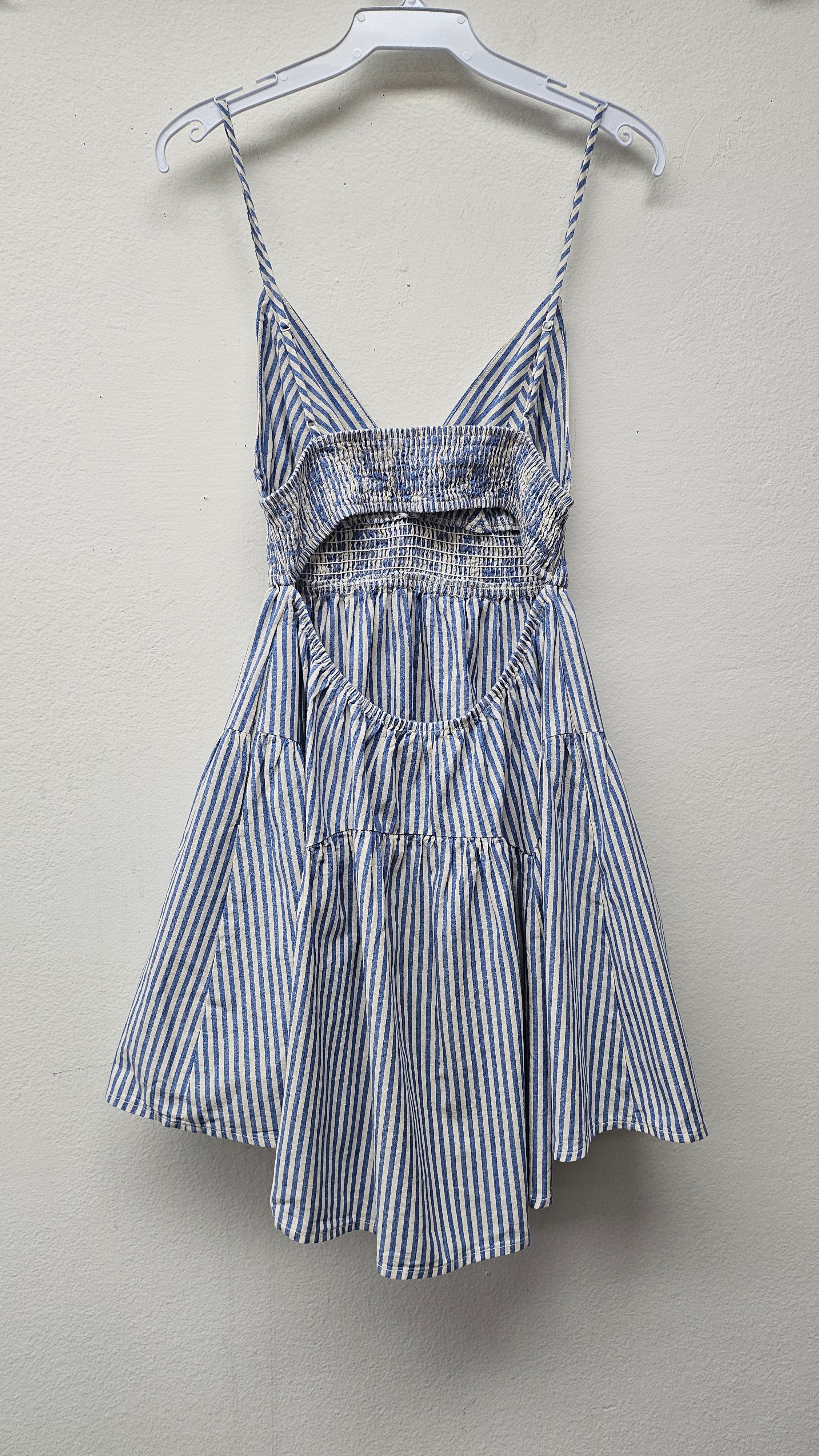 Allia Striped Cut Out Mini Dress in Blue