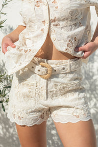 Magnolia Embroidered Button Down Top & Shorts Set