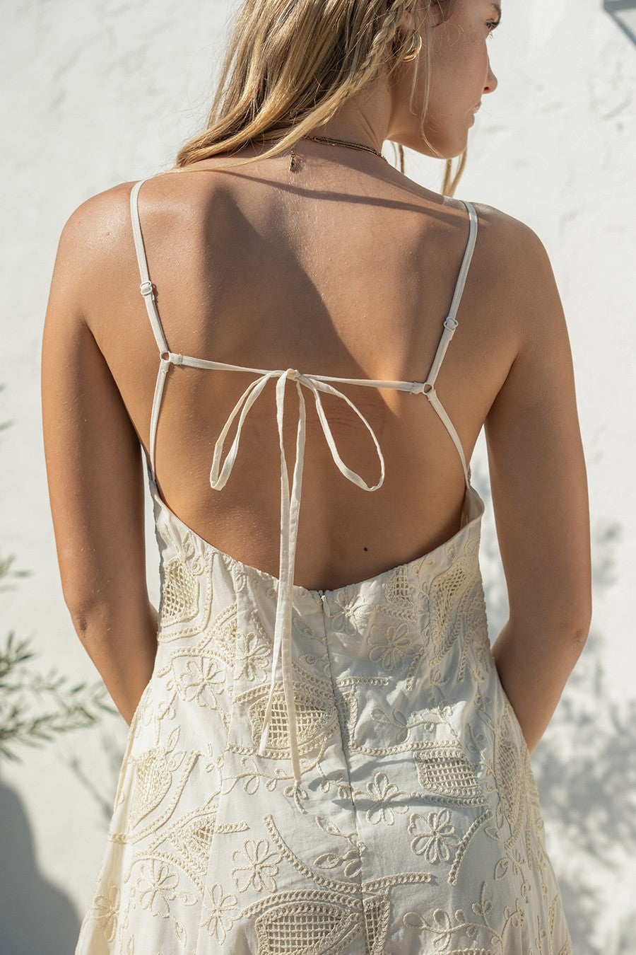 Embrodiered Maxi Dress in Natural