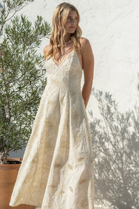 Embrodiered Maxi Dress in Natural