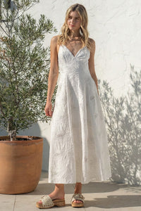 Embrodiered Maxi Dress in White